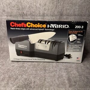 New Chefs Choice Hybrid Model 200-3 3-Stage Knife Sharpener w/ Diamond Hone